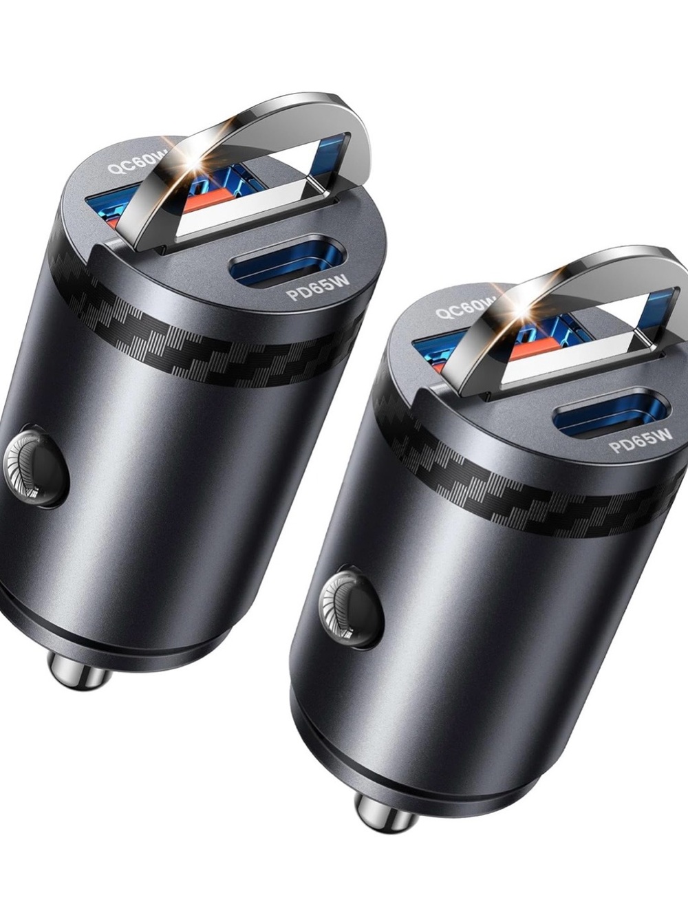 Dual USB Car Charger Adapter in Gunmetal Gray